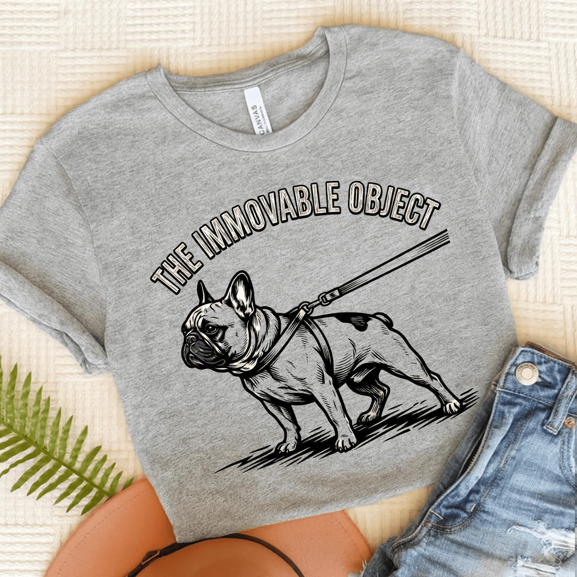 French Bulldog Stubborn Immovable Unisex TShirt Athletic Heather