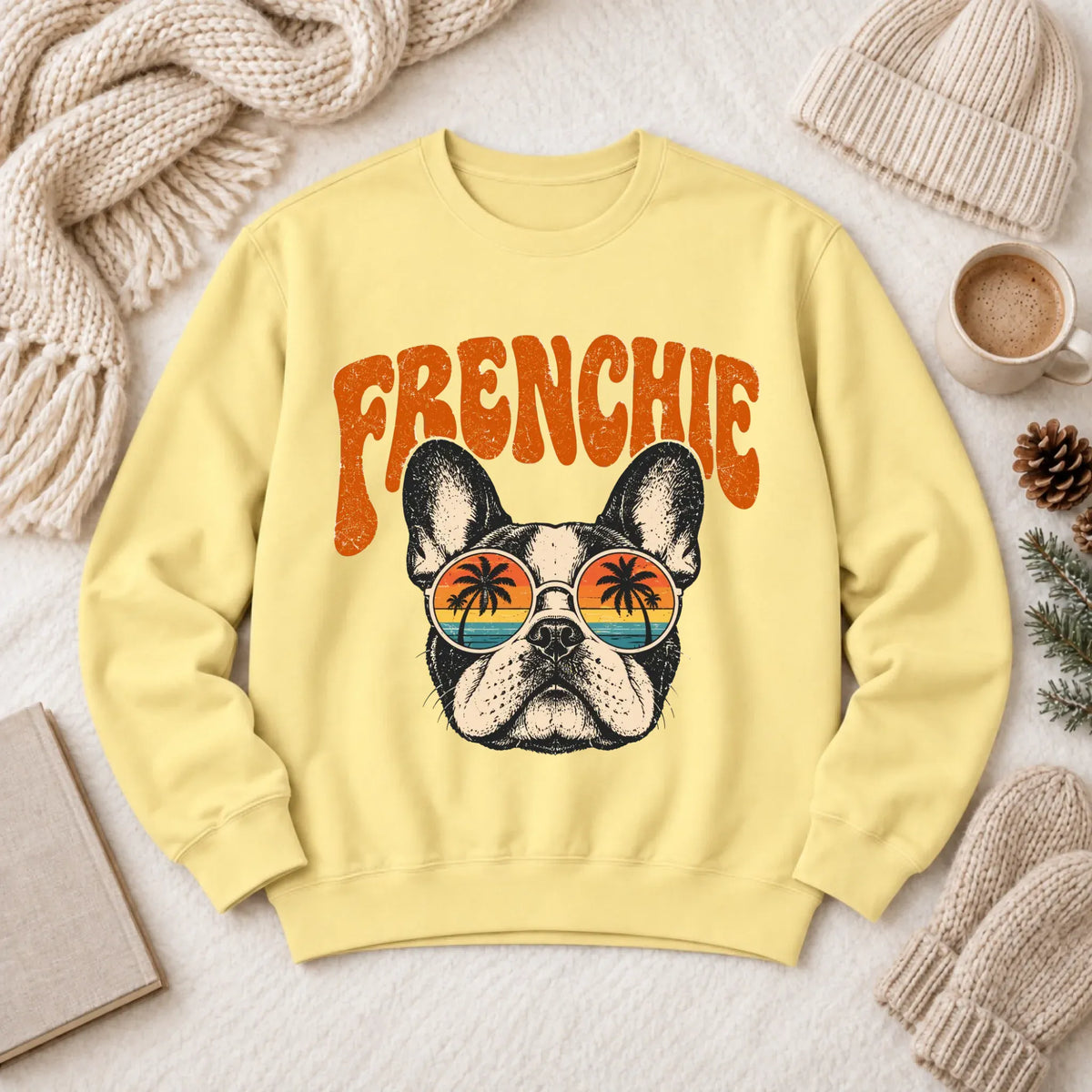 French Bulldog Summer Hippie Unisex Sweatshirt Butter