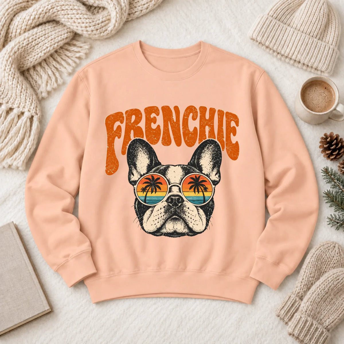French Bulldog Summer Hippie Unisex Sweatshirt Peachy