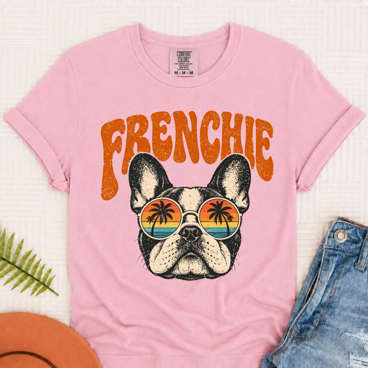French Bulldog Summer Hippie Unisex Tshirt Blossom