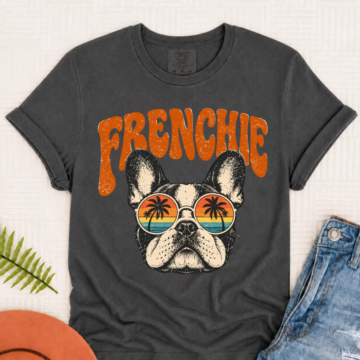 French Bulldog Summer Hippie Unisex Tshirt Pepper