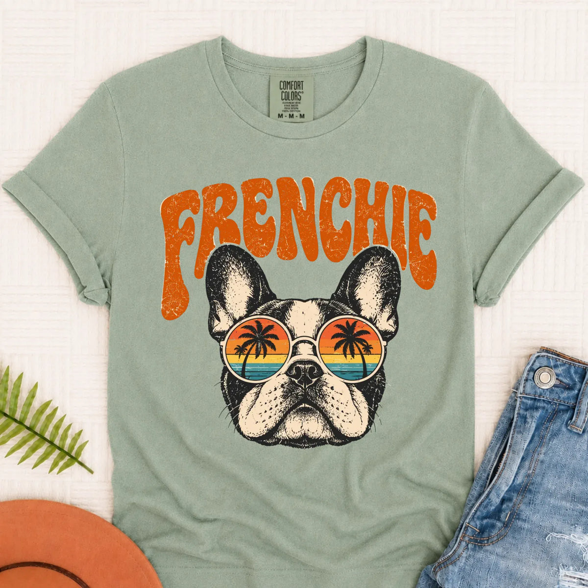 French Bulldog Summer Hippie Unisex Tshirt Bay