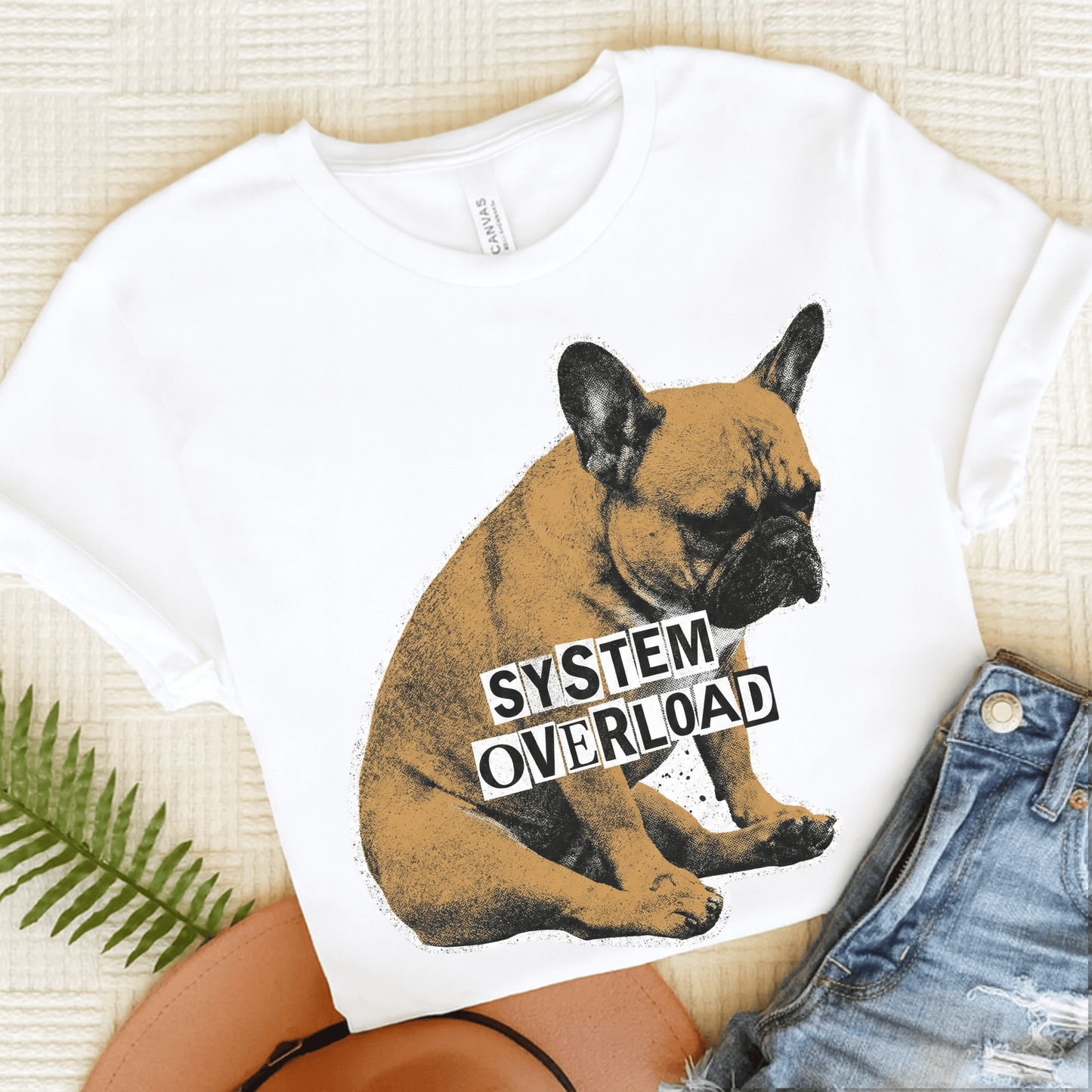Fawn Frenchie System Overload Unisex TShirt White