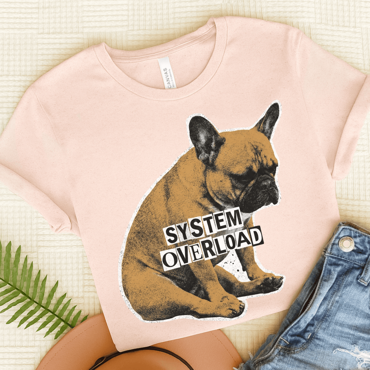 Fawn Frenchie System Overload Unisex TShirt Soft Pink