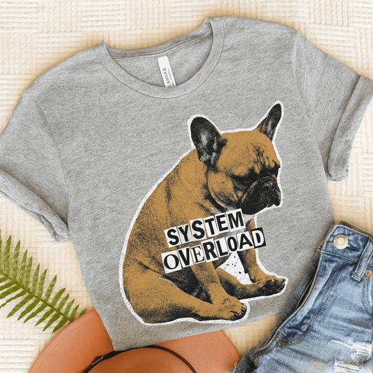 Fawn Frenchie System Overload Unisex TShirt Athletic Heather