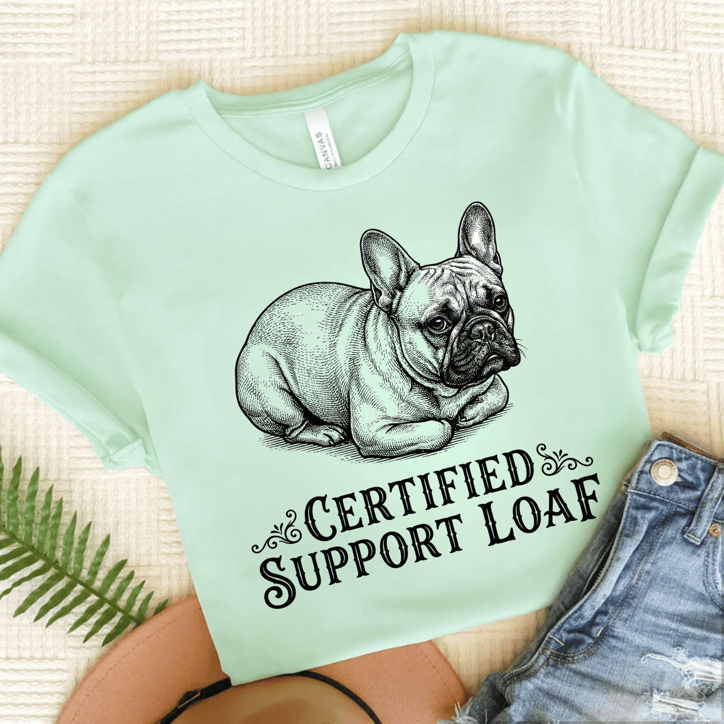 French Bulldog Support Loaf Unisex TShirt Heather Mint