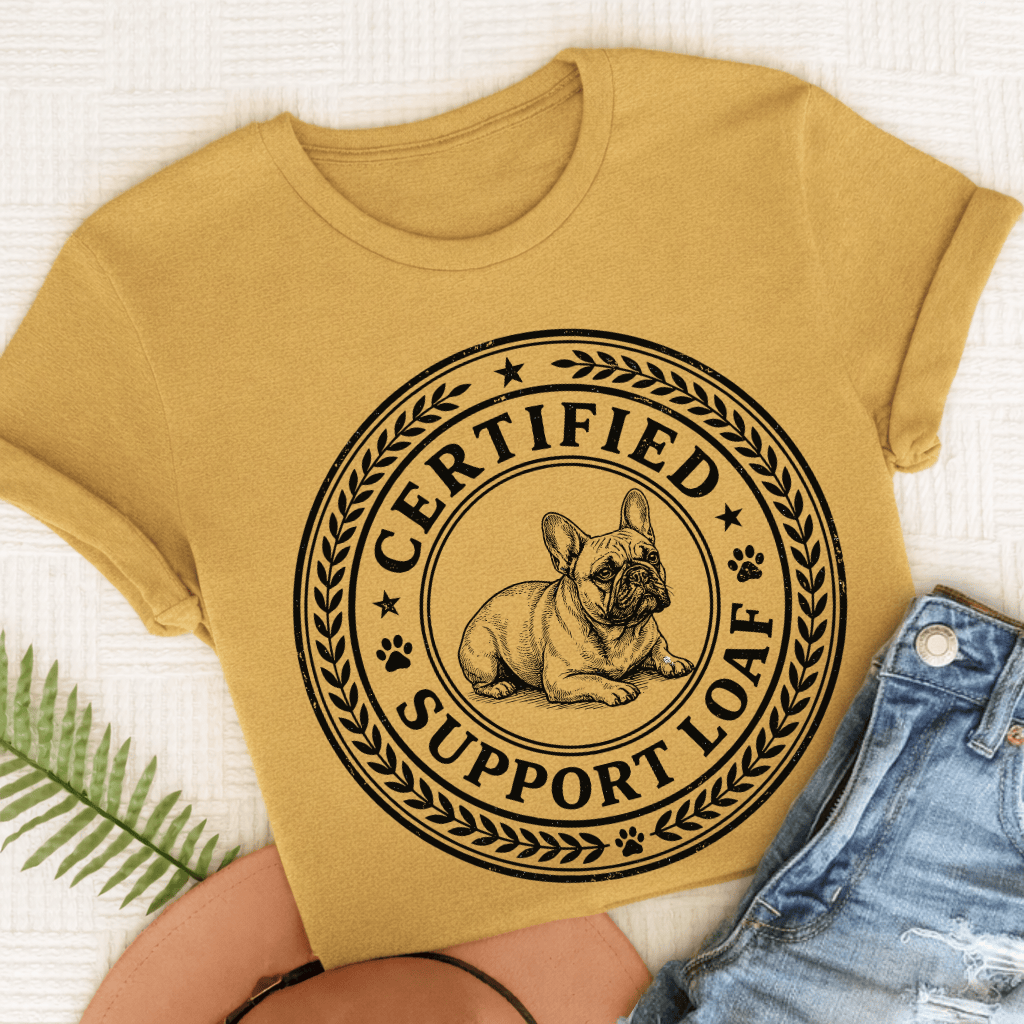French Bulldog Support Loaf Unisex TShirt Comfort Colors Mustard
