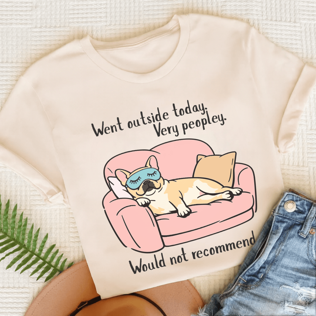 French Bulldog Too Peopley Unisex TShirt Natural
