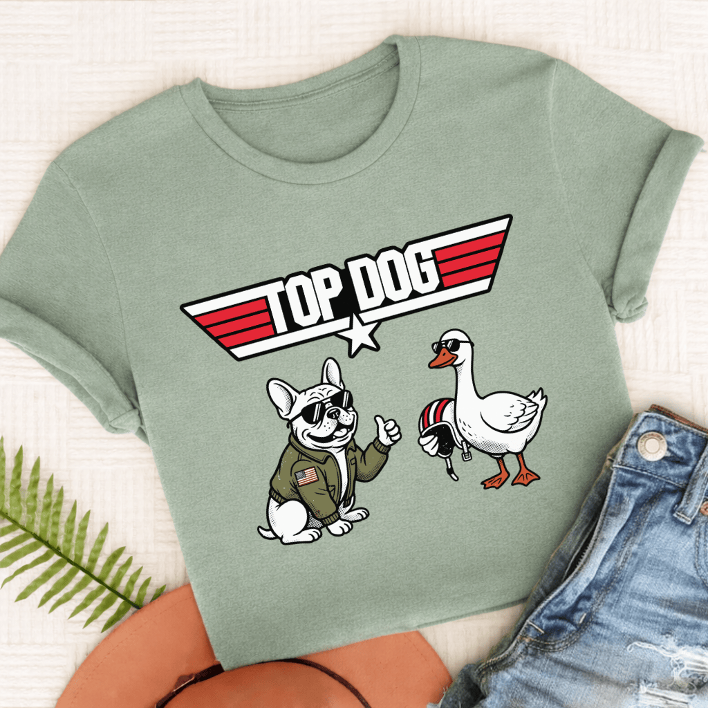 French Bulldog Top Dog Aviation Unisex TShirt Comfort Colors Bay