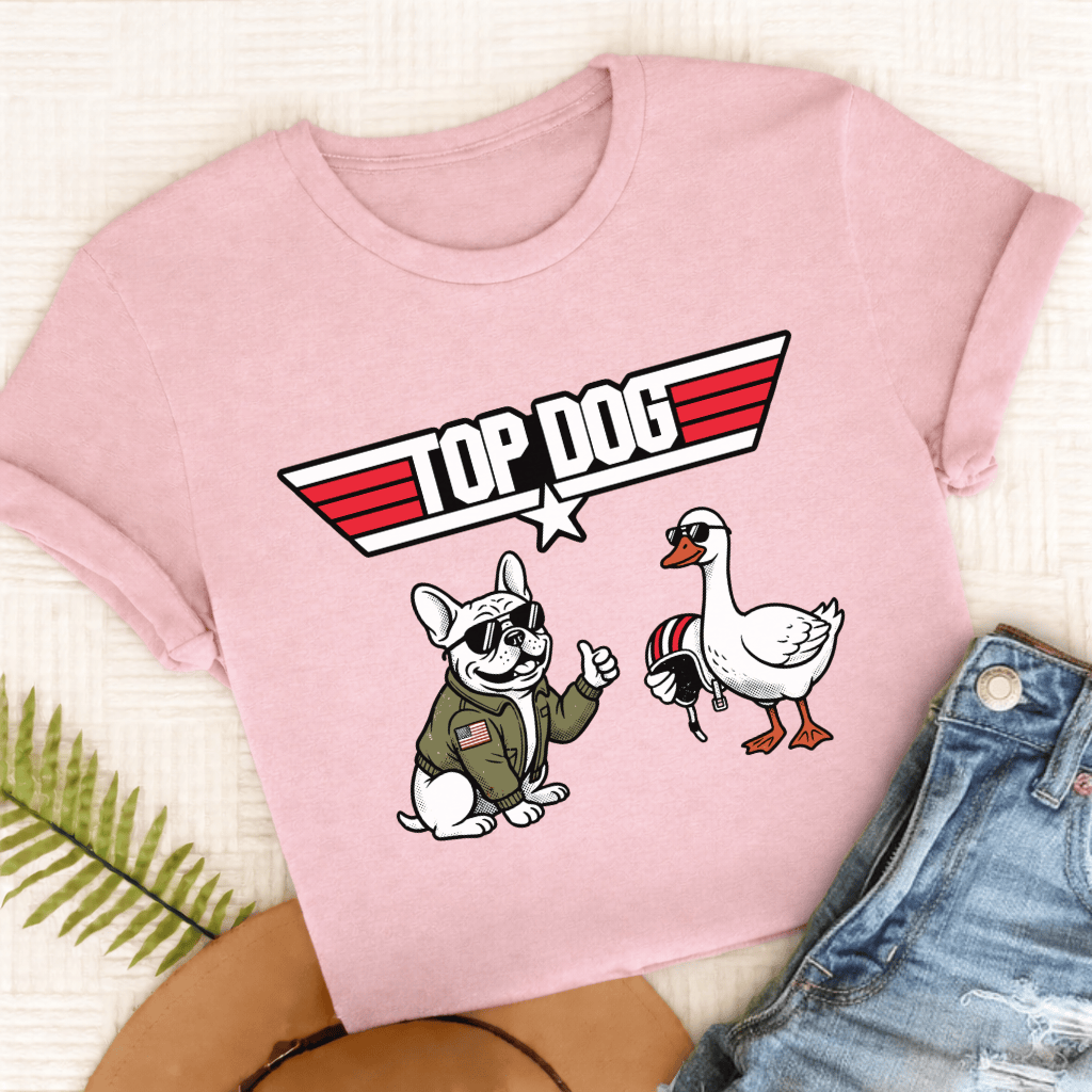 French Bulldog Top Dog Aviation Unisex TShirt Comfort Colors Blossom