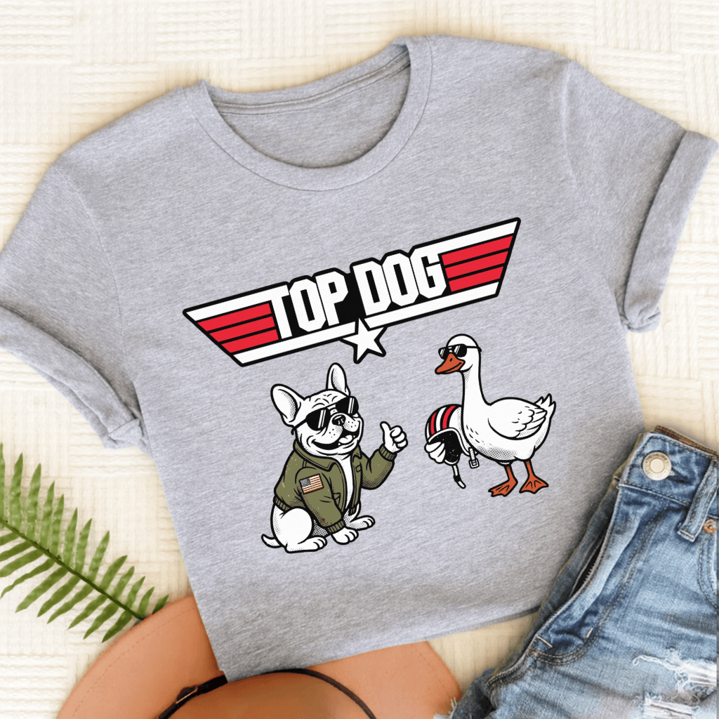 French Bulldog Top Dog Aviation Unisex TShirt Sport Grey