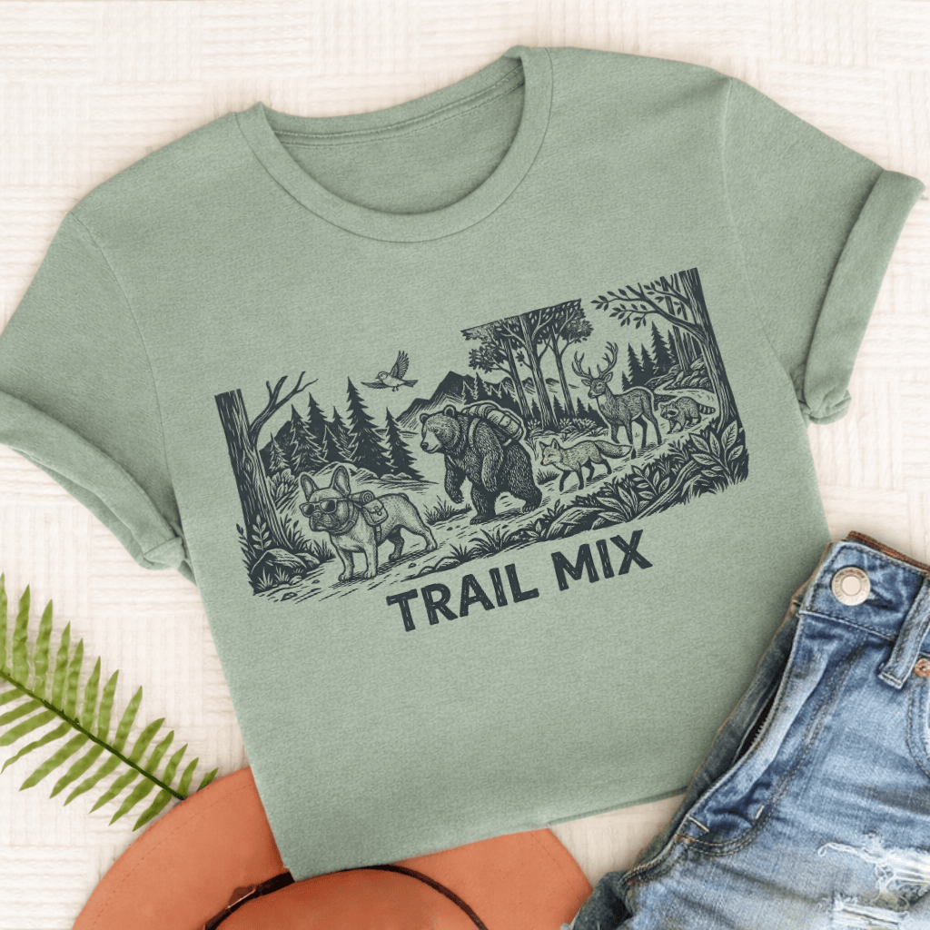 French Bulldog Trail Mix Unisex TShirt Comfort Colors Bay