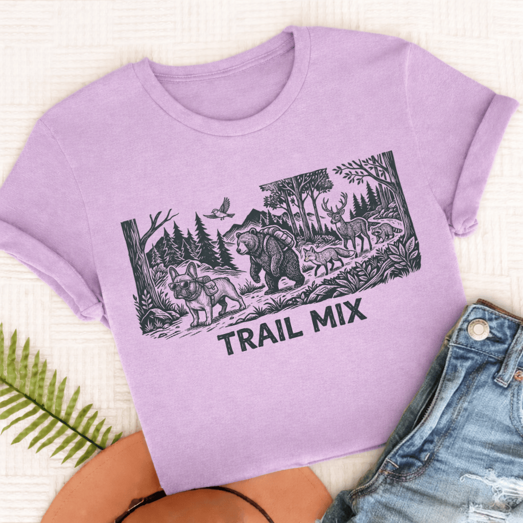 French Bulldog Trail Mix Unisex TShirt Comfort Colors Orchid