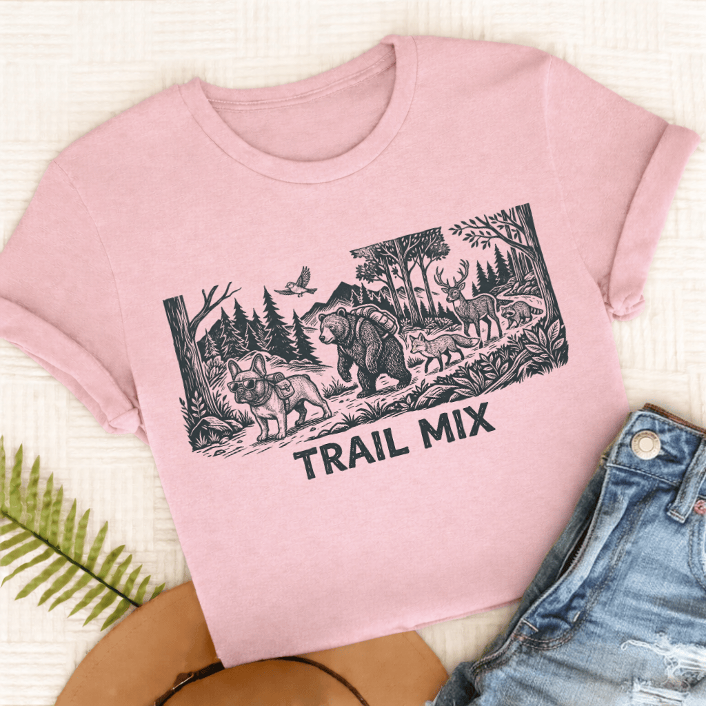 French Bulldog Trail Mix Unisex TShirt Comfort Colors Blossom