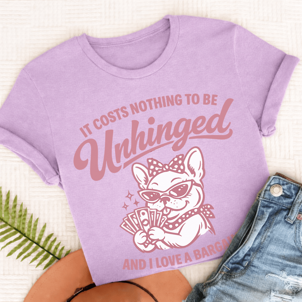 French Bulldog Unhinged Unisex TShirt Orchid