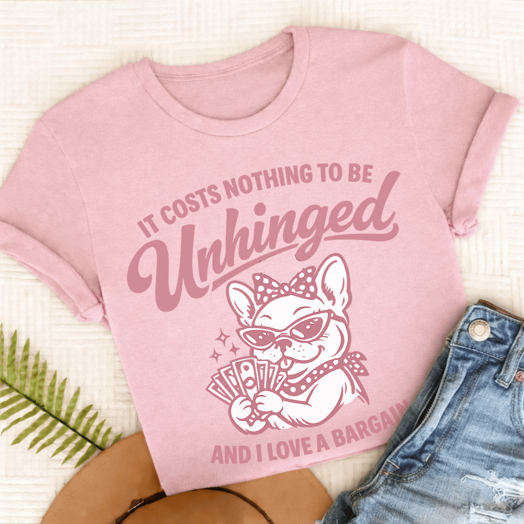 French Bulldog Unhinged Unisex TShirt Blossom