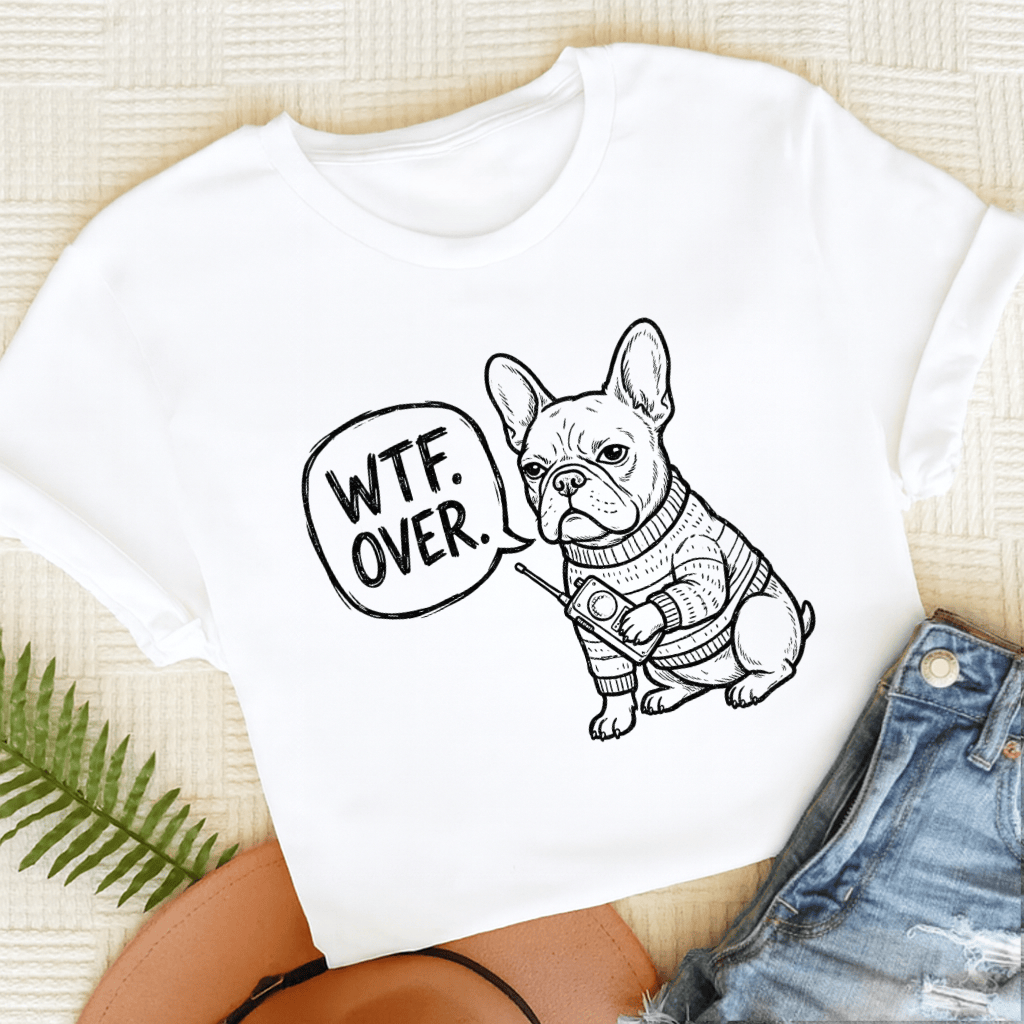 French Bulldog Walkie Talkie WTF Unisex TShirt White
