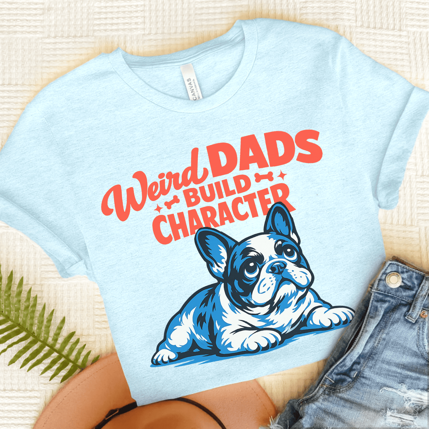 French Bulldog Weird Dads Unisex TShirt Heather Ice Blue