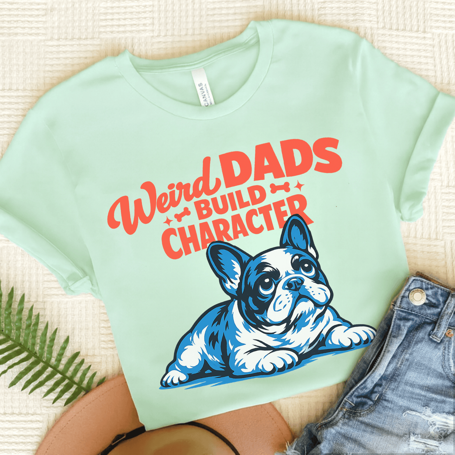 French Bulldog Weird Dads Unisex TShirt Heather Mint