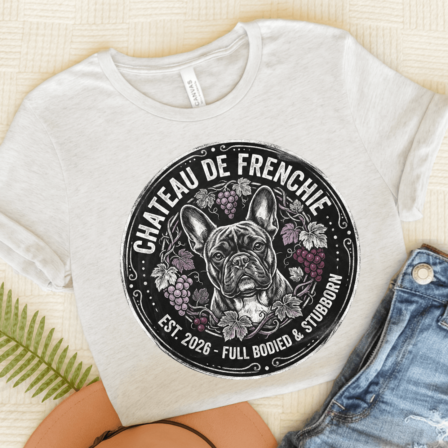 French Bulldog Wine Day Drinking Unisex TShirt Ash