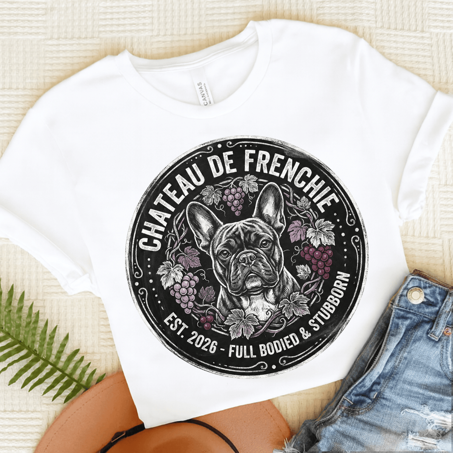 French Bulldog Wine Day Drinking Unisex TShirt White