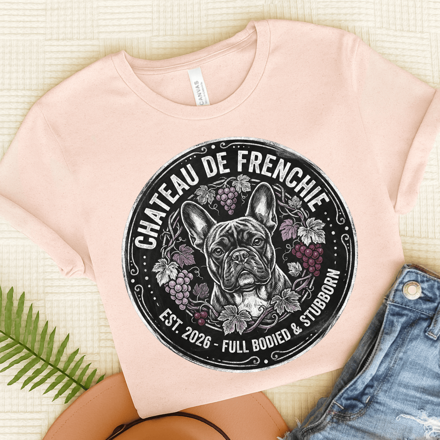 French Bulldog Wine Day Drinking Unisex TShirt Soft Pink