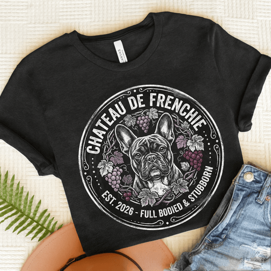 French Bulldog Wine Day Drinking Unisex TShirt Dark Grey Heather