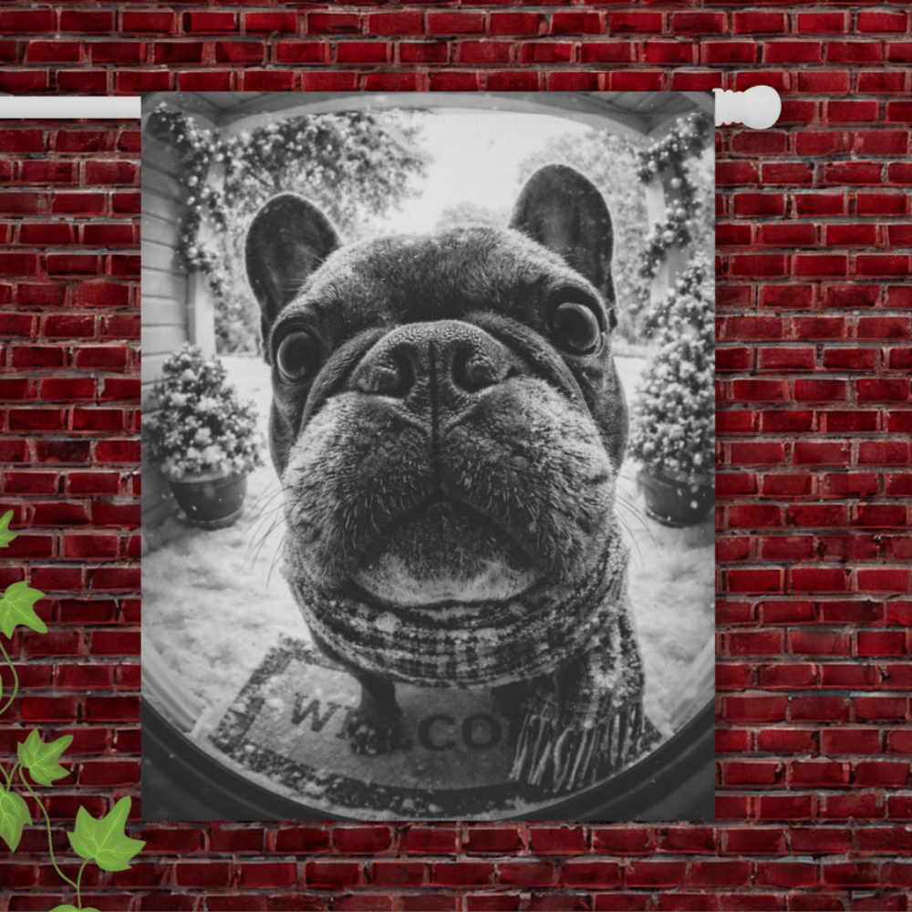 French Bulldog Winter Doorbell Camera Yard Flag 24.5'' × 32''