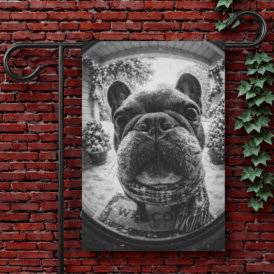 French Bulldog Winter Doorbell Camera Yard Flag 12'' × 18''
