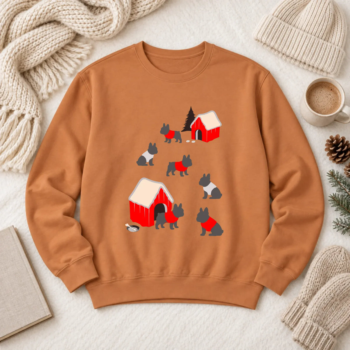 French Bulldog Winter Snow Play Unisex Sweatshirt Yam
