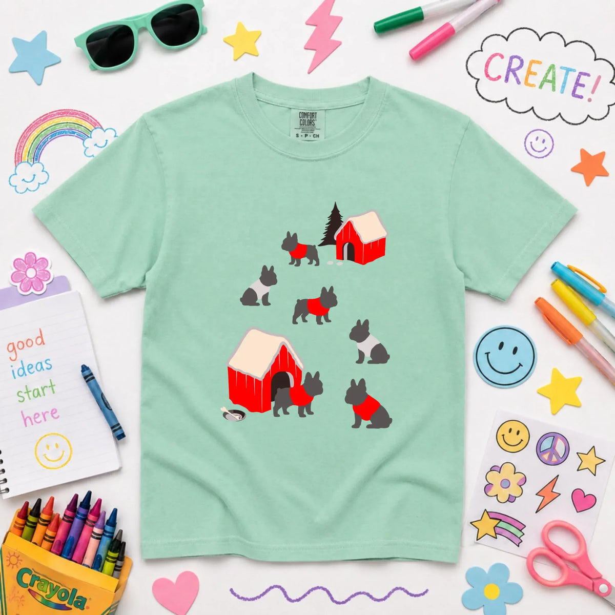 Youth Tshirt Island Reef / XS French Bulldog Winter Snow Play Unisex YOUTH Tshirt