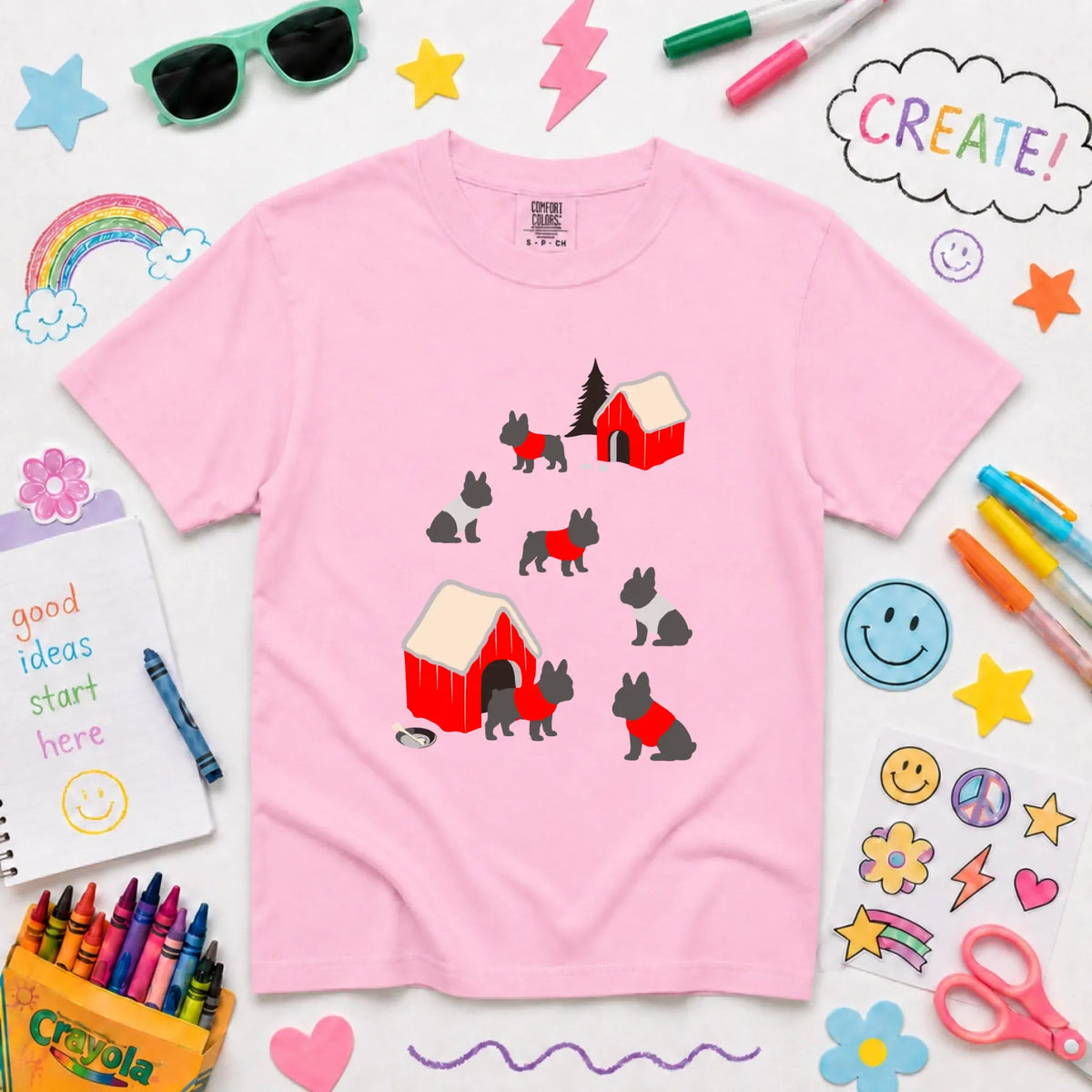 Youth Tshirt Blossom / XS French Bulldog Winter Snow Play Unisex YOUTH Tshirt
