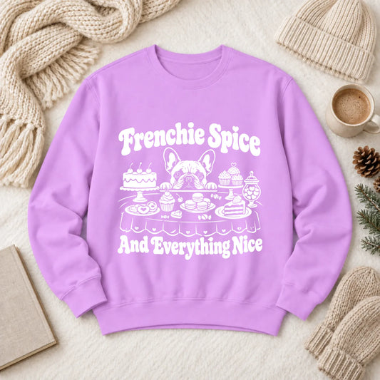 Frenchie Baking Sugar Spice Unisex Sweatshirt Neon Violet
