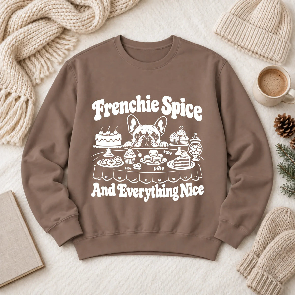 Frenchie Baking Sugar Spice Unisex Sweatshirt Espresso