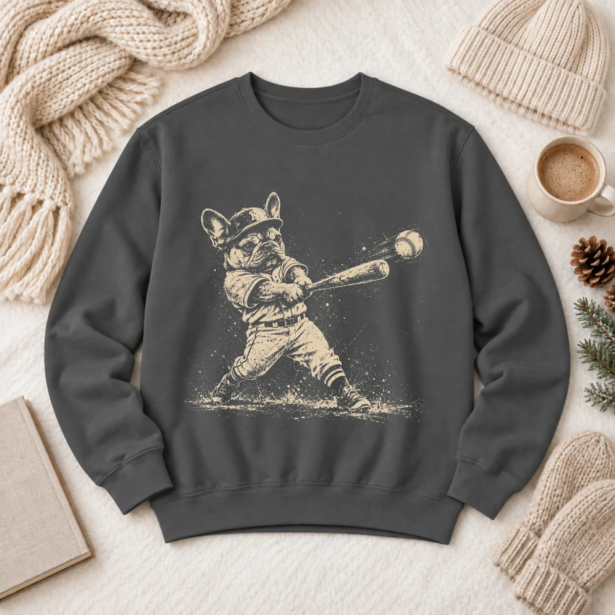 Frenchie Baseball Player Unisex Sweatshirt Pepper
