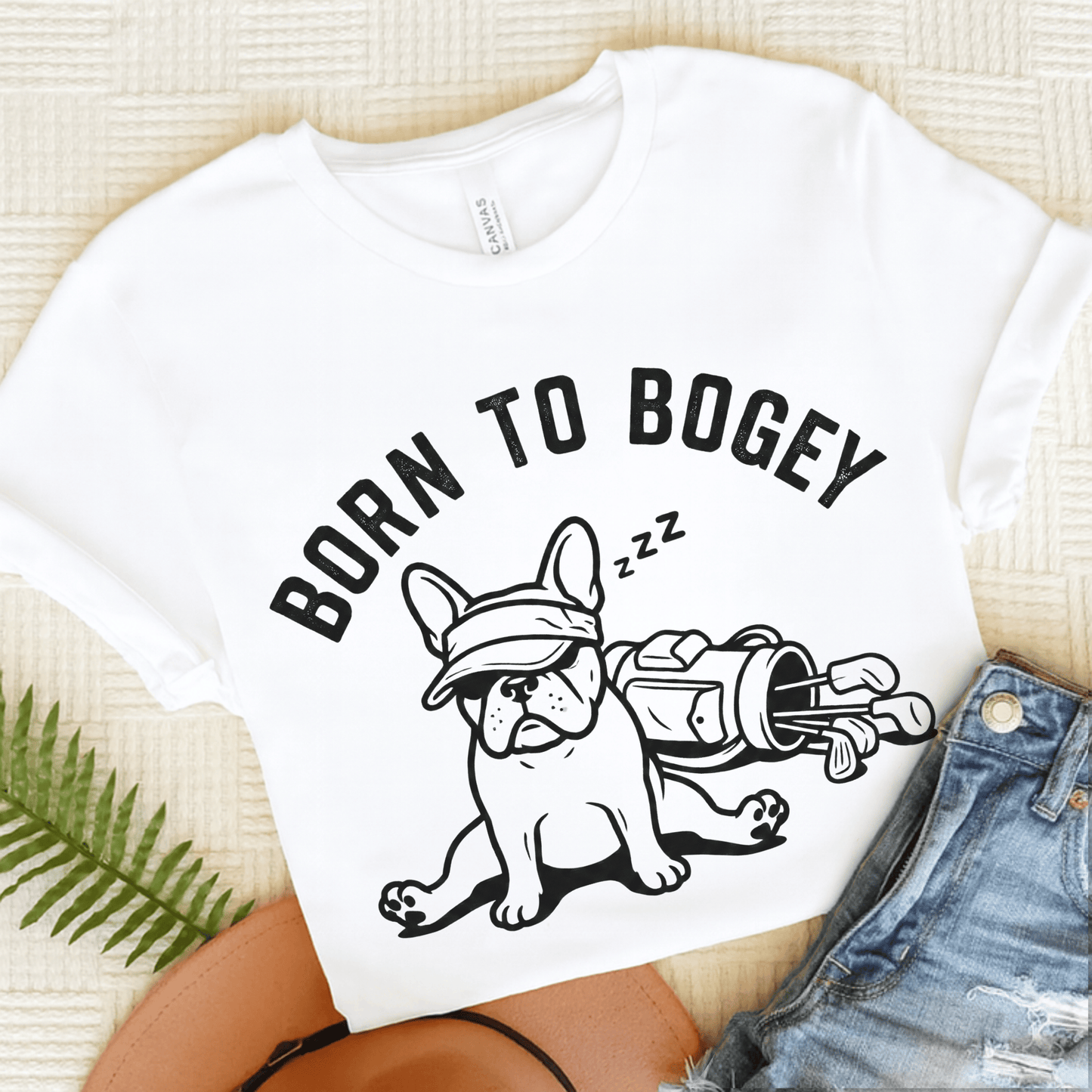 Frenchie Bogey Golfer Unisex TShirt White