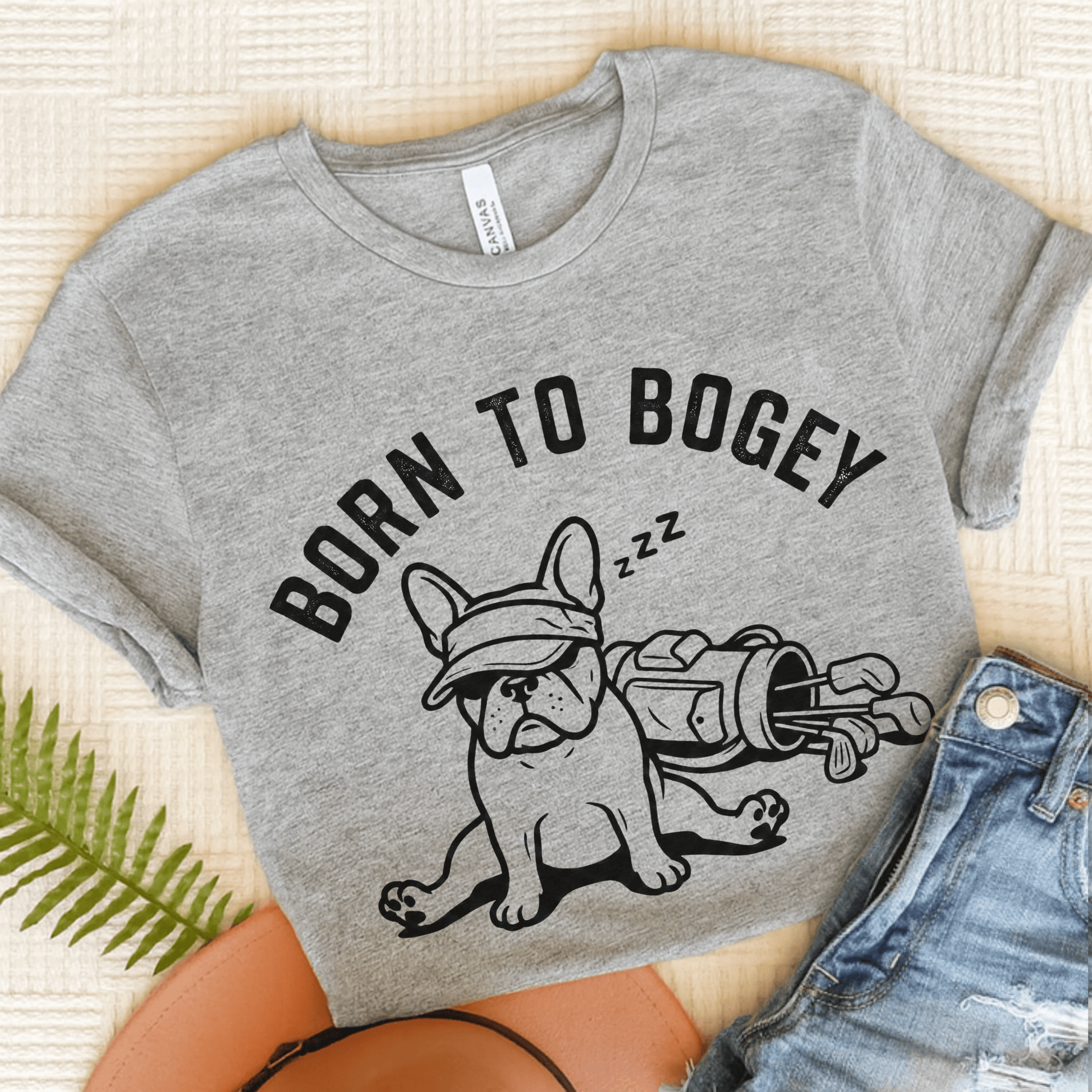 Frenchie Bogey Golfer Unisex TShirt Athletic Heather