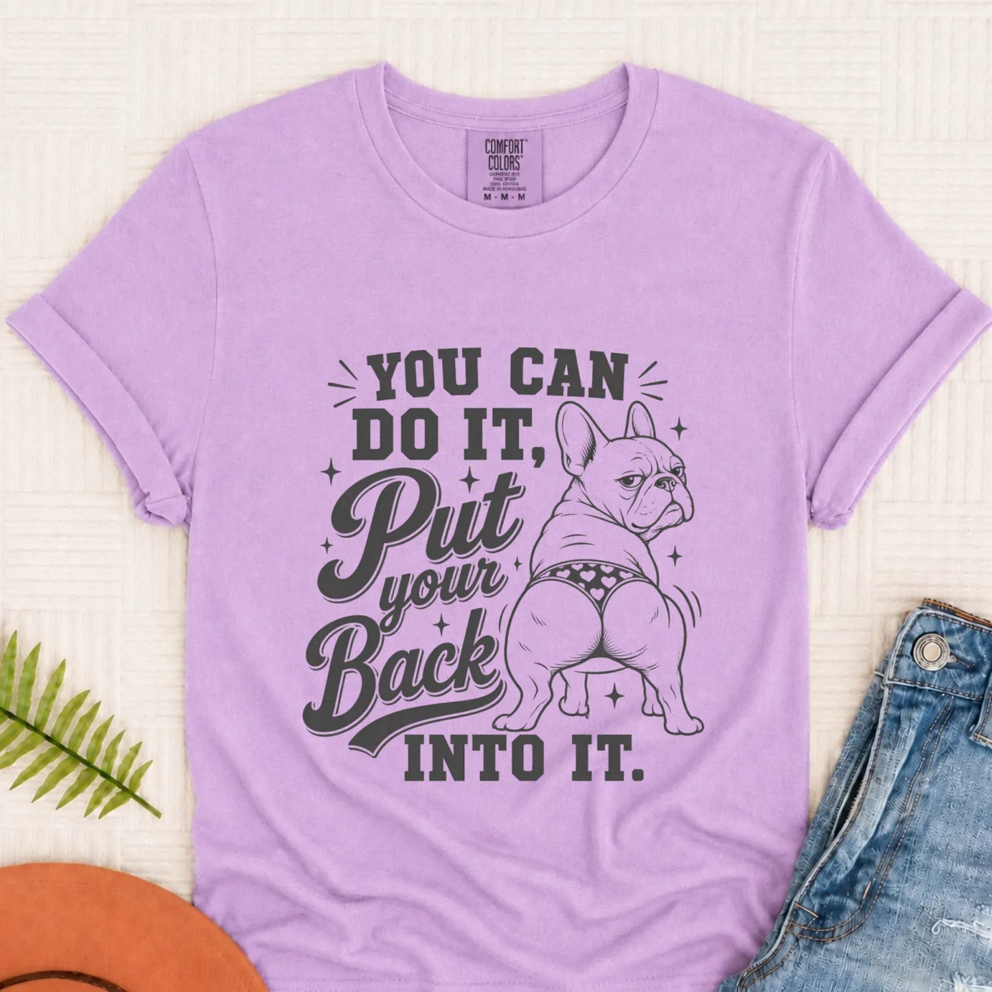 Frenchie Bulldog Back Into It Unisex TShirt Orchid