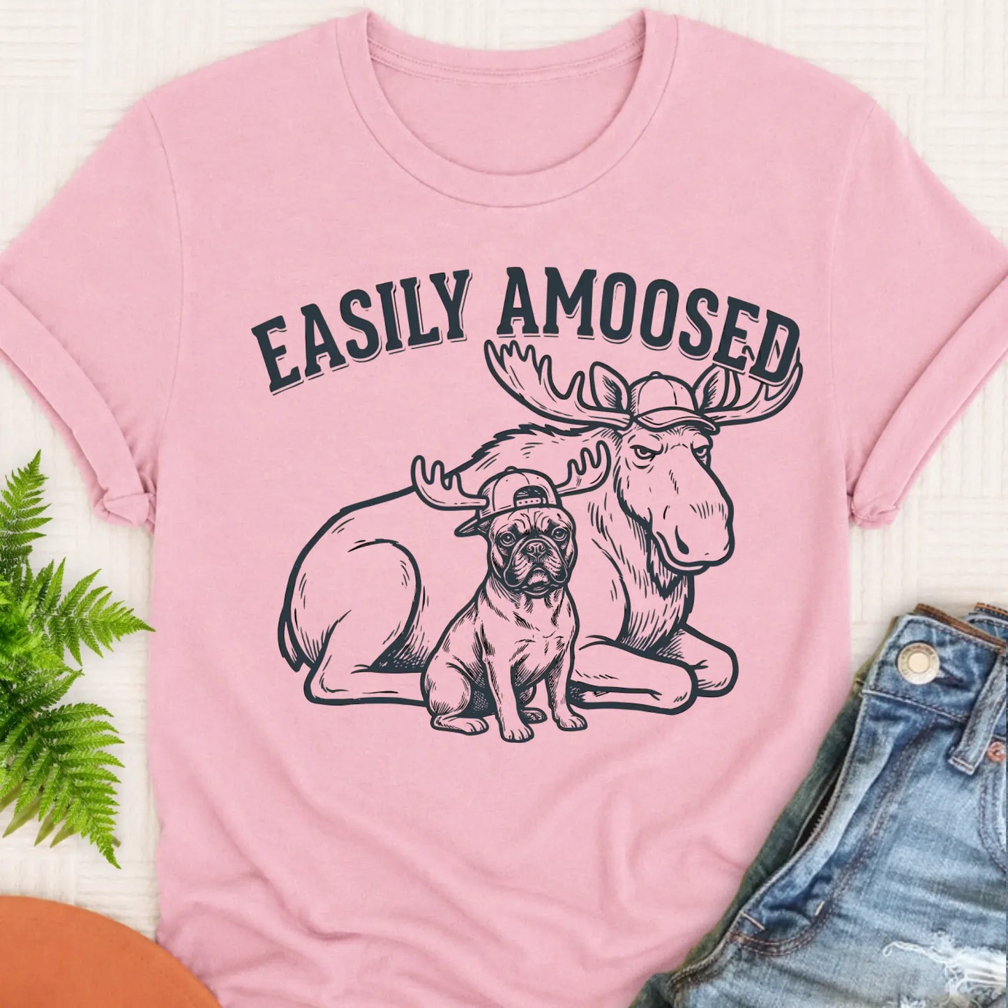 Frenchie Bulldog Canada Moose Unisex TShirt Blossom