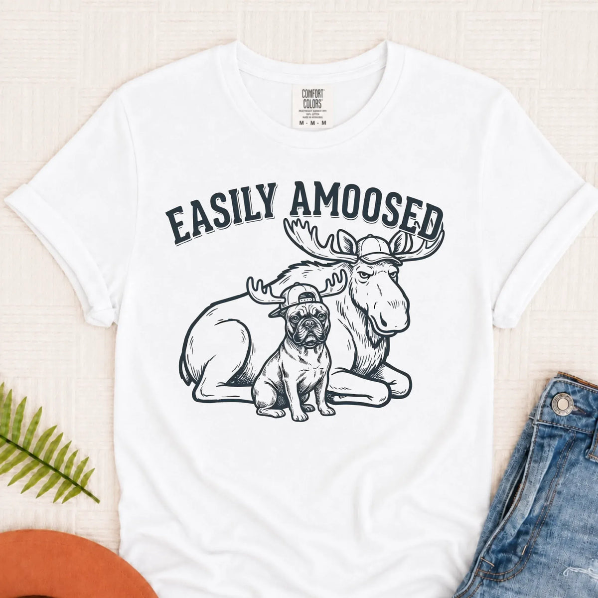 Frenchie Bulldog Canada Moose Unisex TShirt White