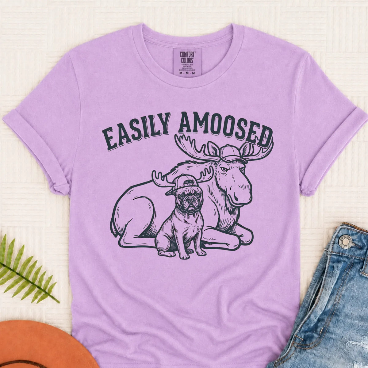 Frenchie Bulldog Canada Moose Unisex TShirt Orchid