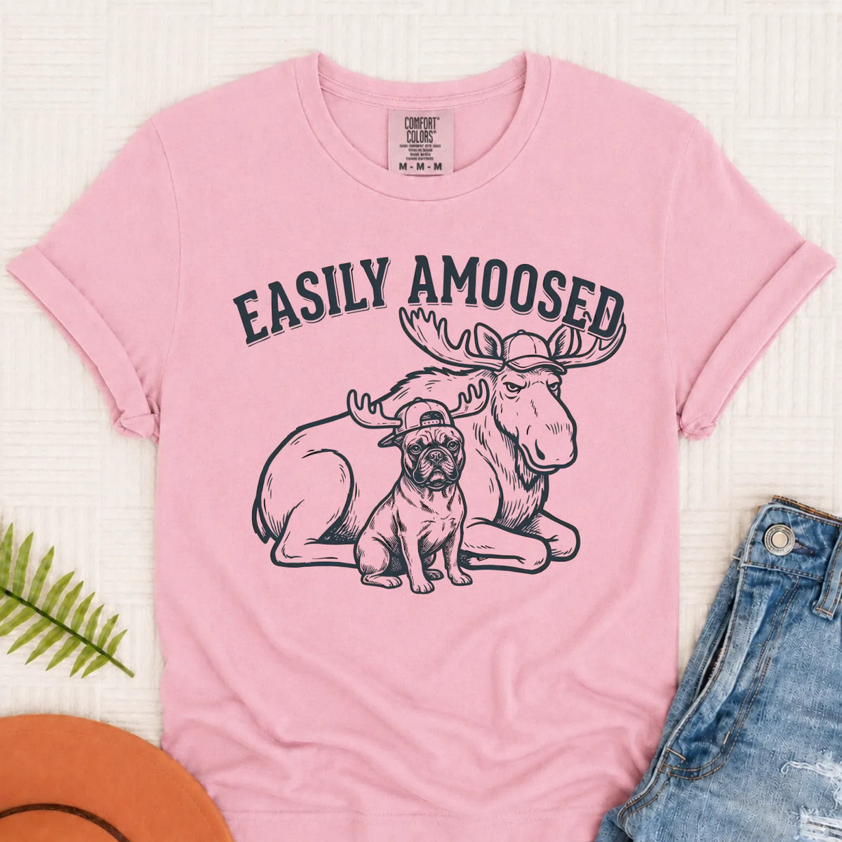 Frenchie Bulldog Canada Moose Unisex TShirt Blossom