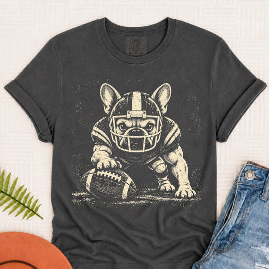 Frenchie Bulldog Football Grunge Unisex TShirt Pepper