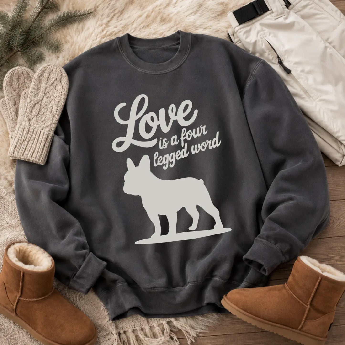 Sweatshirt Pepper / S Frenchie Bulldog Four Legged Love Unisex Sweatshirt