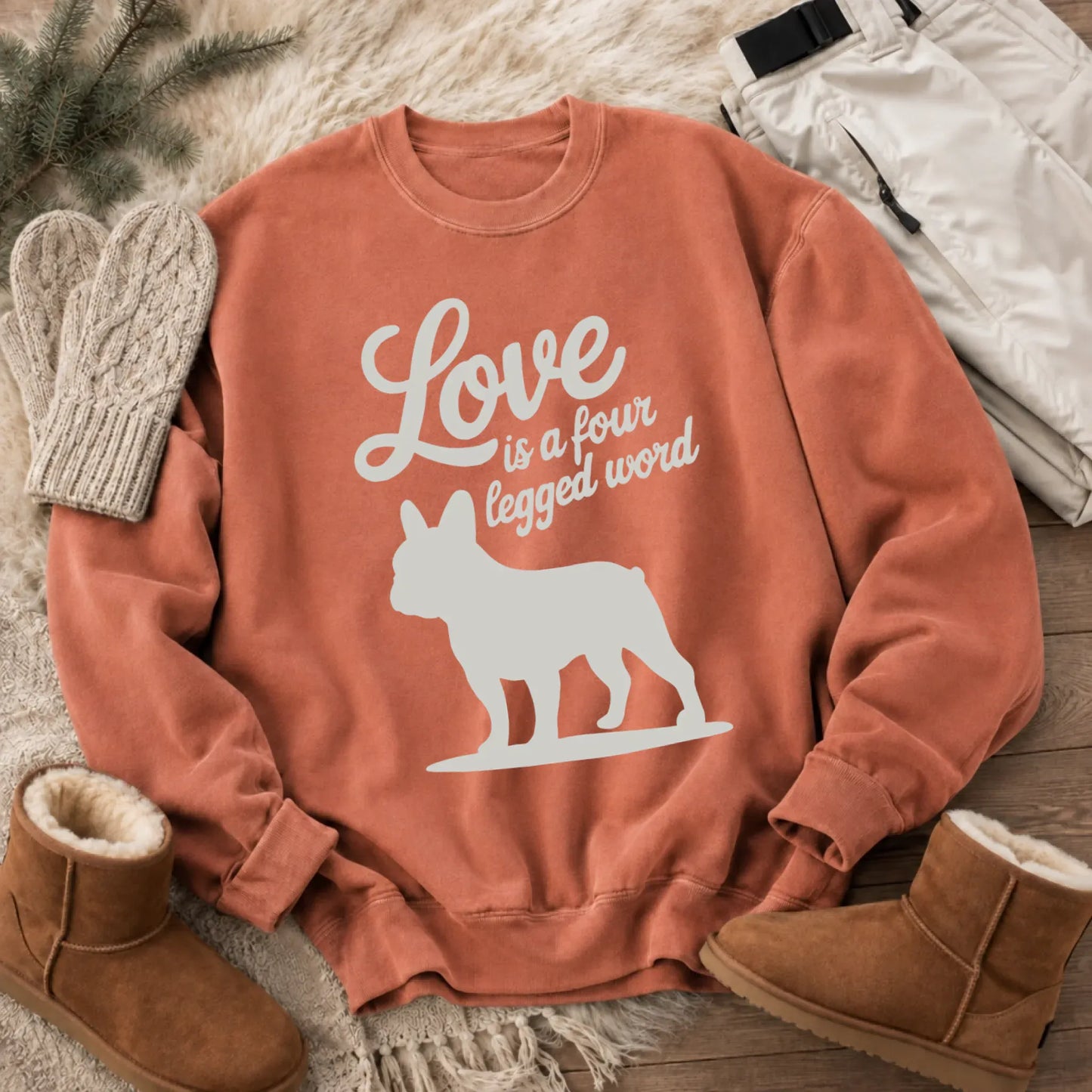 Sweatshirt Terracotta / S Frenchie Bulldog Four Legged Love Unisex Sweatshirt