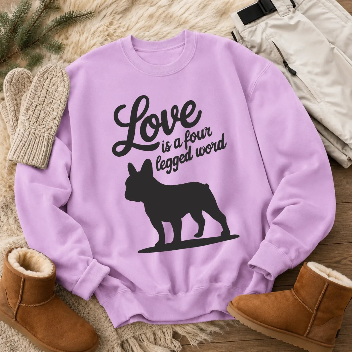 Sweatshirt Orchid / S Frenchie Bulldog Four Legged Love Unisex Sweatshirt