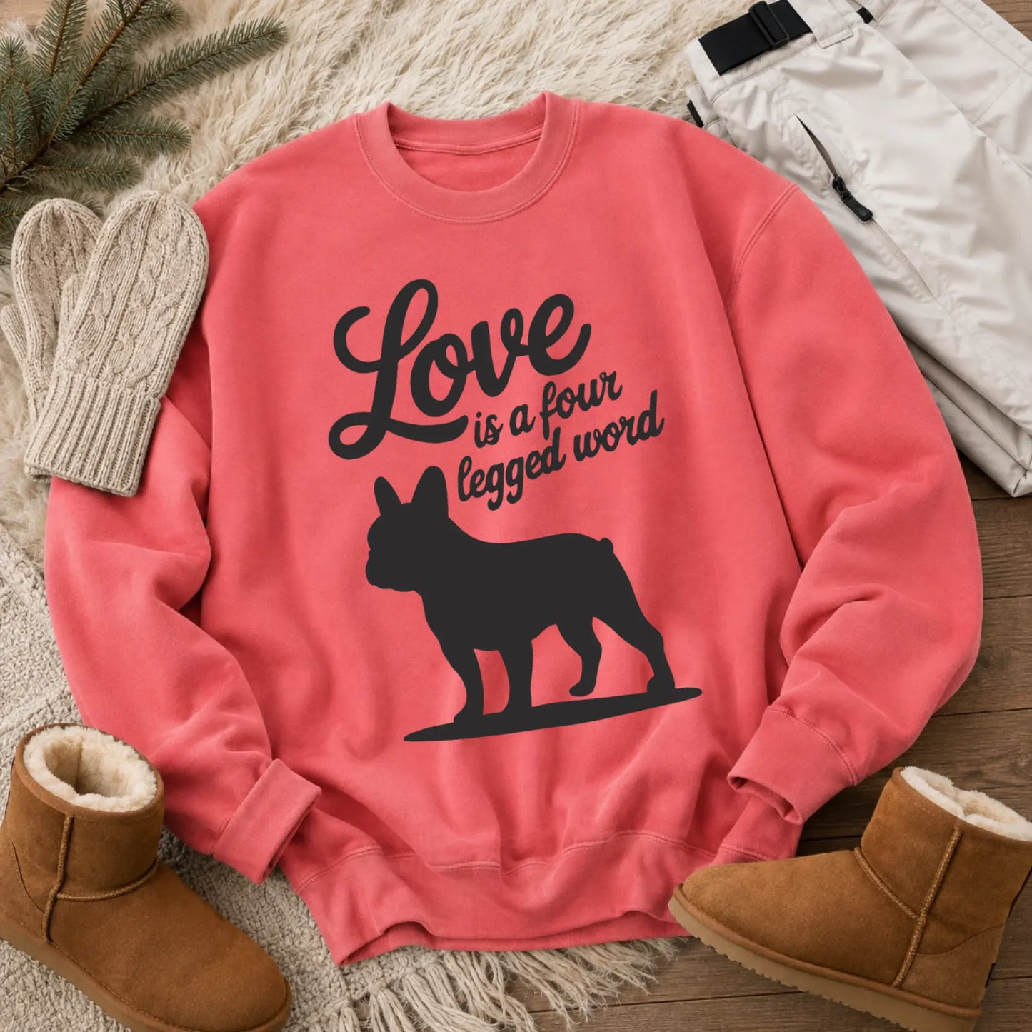 Sweatshirt Watermelon / S Frenchie Bulldog Four Legged Love Unisex Sweatshirt