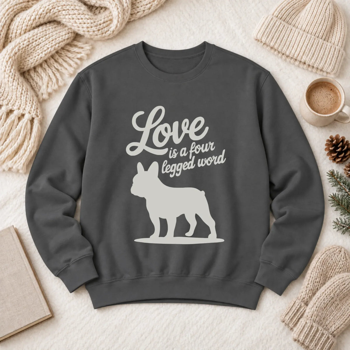 Frenchie Bulldog Four Legged Love Unisex Sweatshirt Pepper