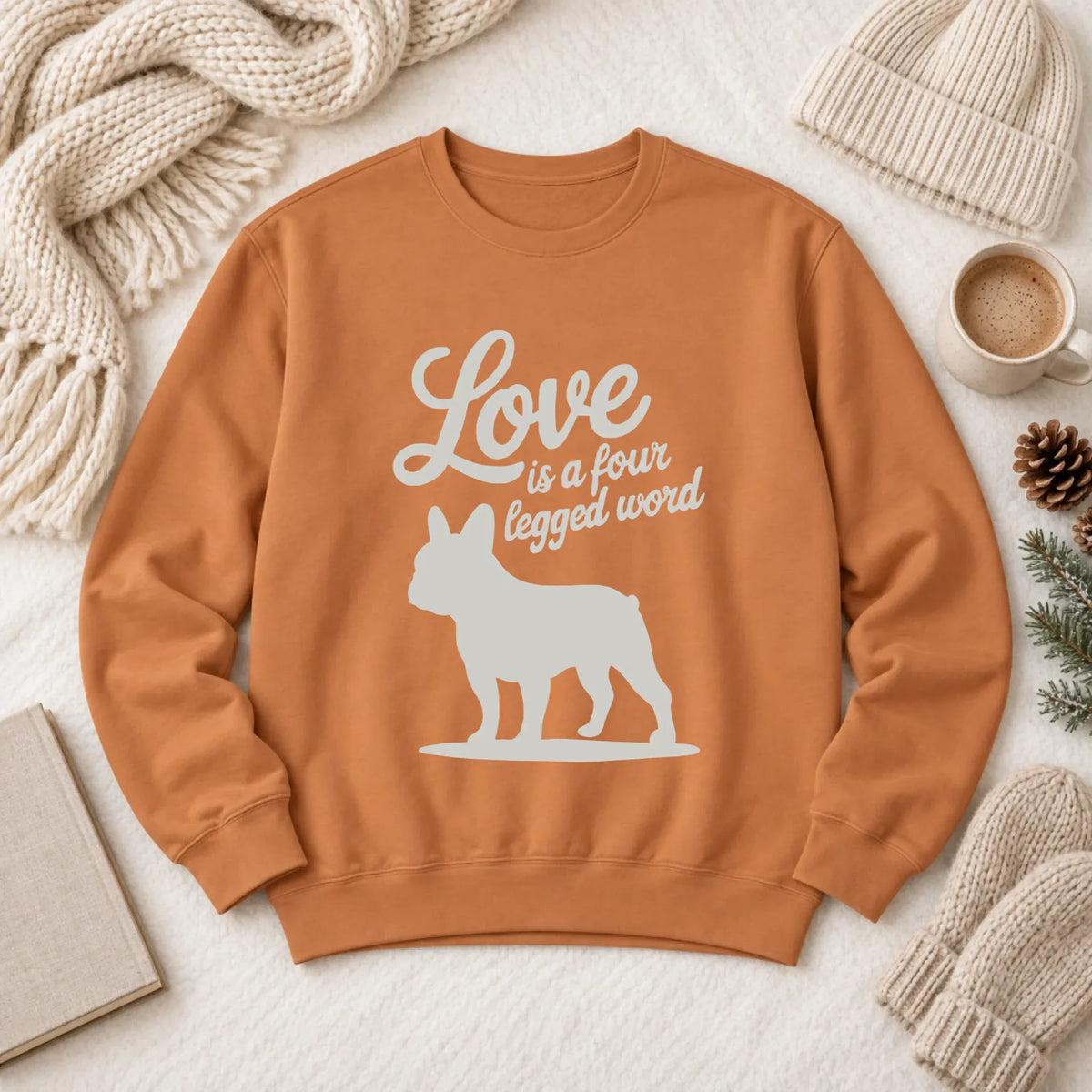 Frenchie Bulldog Four Legged Love Unisex Sweatshirt Yam