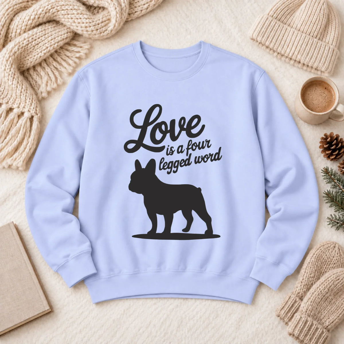 Frenchie Bulldog Four Legged Love Unisex Sweatshirt Hydrangea